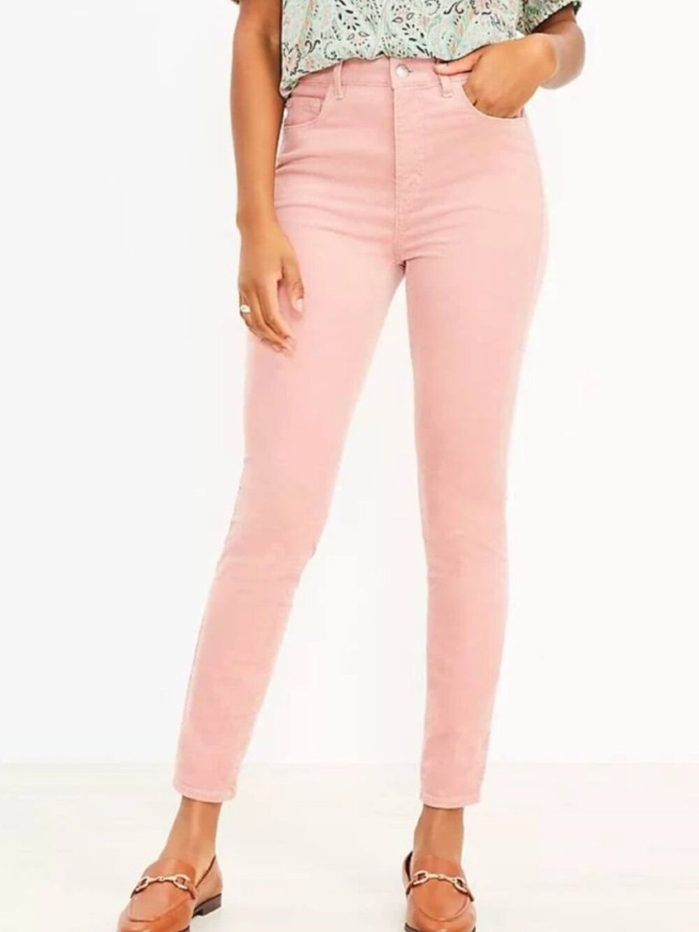 Loft Dusty Pink skinny Petite curdoroy pants